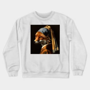 Wildlife Conservation - Pearl Earring Red Fox Meme Crewneck Sweatshirt